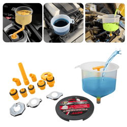 car filling funnel set, 15pcs spill-proof plastic spout kit for coolant, oil & fluid transfer – no mess design