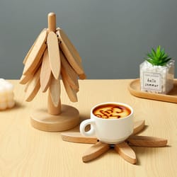 tree design wooden heat-resistant trivet stand, decorative anti-scald table mat & coaster