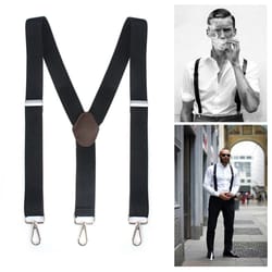 men's heavy duty work suspenders, pery belt hook y-back elastic adjustable black suspendes