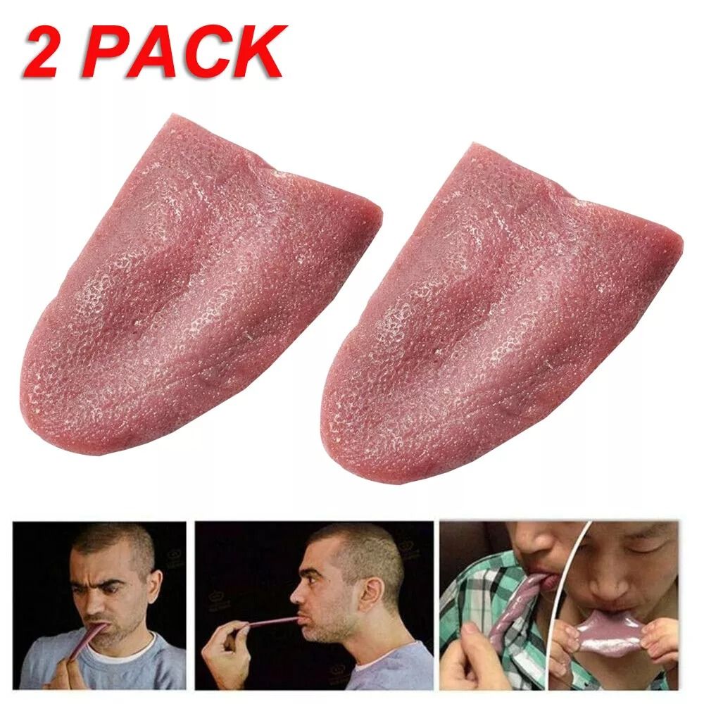 2 Pack Realistic Fake Tongue Stretchable Gag Joke Prank Toy For Magic Tricks Scary Funny Pranks 9
