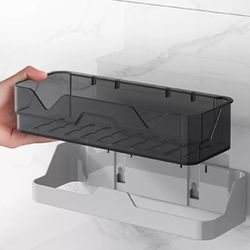 sturdy shower caddy wall mounted, space-saving bathroom shelf rack & bath storage holder