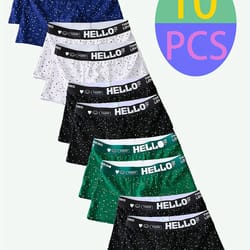 men milk silk boxers, hello waistband underwear, comfortable polka dot design breathable boxer shorts