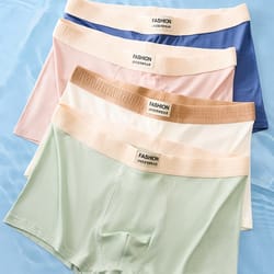 men breathable boxer shorts underwear, youth elastic panty, thin letters printing belt underpants for men