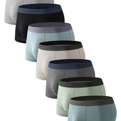 mens 7 pack cotton boxers underwear ribbed soft breathable boxer shorts with colorful waistbands everyday comfort