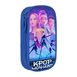 kpop demon hunters rumi & jinu pencil case, big capacity double layer fashion school bag for stationery organizer