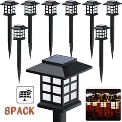 automate your garden's glow: 8 pack waterproof solar pathway lights for yard, patio, walkway & driveway landscape decor