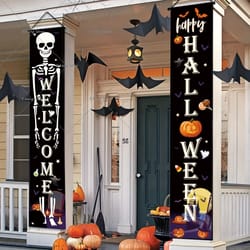 halloween hanging door curtain banner, pumpkin ghost decorations, trick or treat party supplies