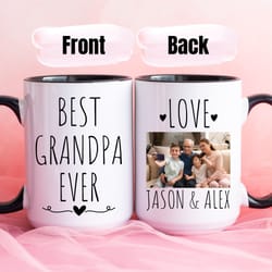 best grandpa ever coffee mug, personalized photo mug for grandpa,personalized with photo of kids,grandfather mug with pi