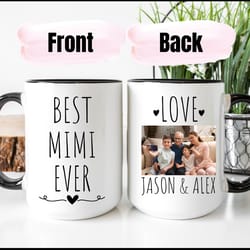 best mimi ever mug, photo mug for mimi, mimi gift, grandma gift, personalized mug with picture, kids photo mug, mimi mug