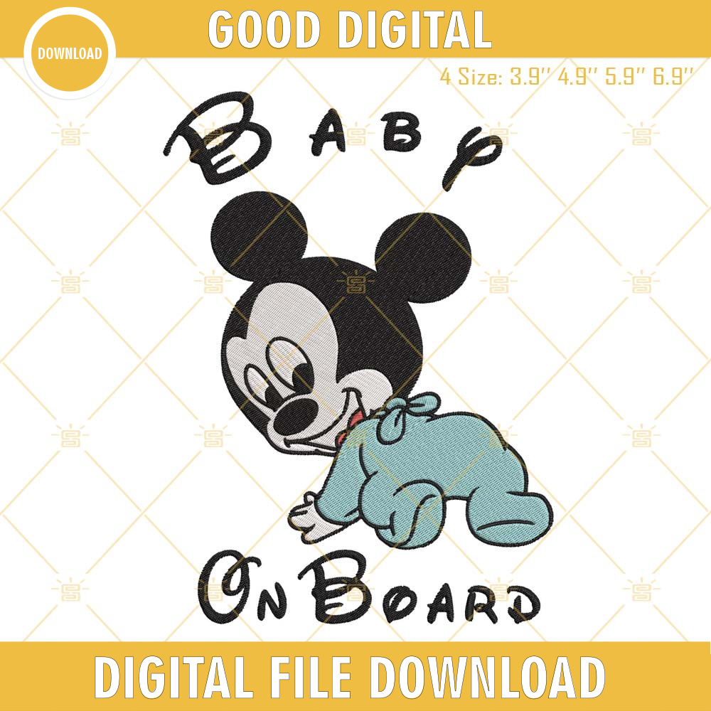Baby On Board Mickey Embroidery Designs, Disney Baby Embroidery Files.jpg