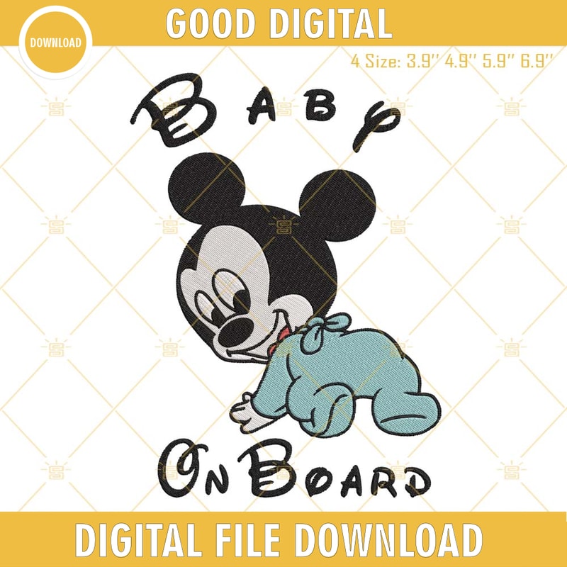 Baby On Board Mickey Embroidery Designs, Disney Baby Embroidery Files.jpg