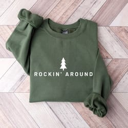 christmas tree sweatshirt, rockin around the christmas tree, minimal christmas sweatshirt, christmas crewneck, holiday s