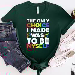the only choice i made was to be myself shirt, human rights shirt, equality shirt, lgbtq t-shirt, rainbow shirt, pride m