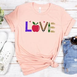 happy first day of school tee, school love t-shirt, kindergartenteacher gift, back to school shirt, funny love tee, teac