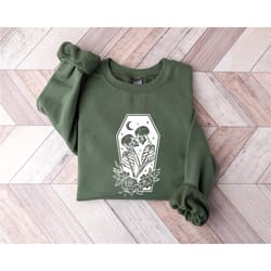 floral skeleton sweatshirt, halloween skeleton shirt, fall crewneck sweater, floral skull shirt, spooky season, skeleton