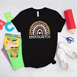 kindergarten leopard rainbow shirt, hello kindergarten shirt, back to school shirt, kindergarten rainbow shirt, kinderga