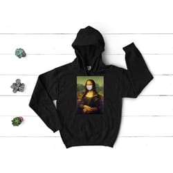 mona lisa face mask hoodie, pandemic hoodie, leonardo da vinci 2641