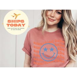 american babe shirt, 4th of july, patriotic shirt, fourth of july shirt, american shirt, smiley face shirt, retro shirt,