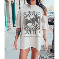 led zeppelin unisex shirt comfort colors vintage rock band led zeppelin tour distressed 70s music concert shirt oversize