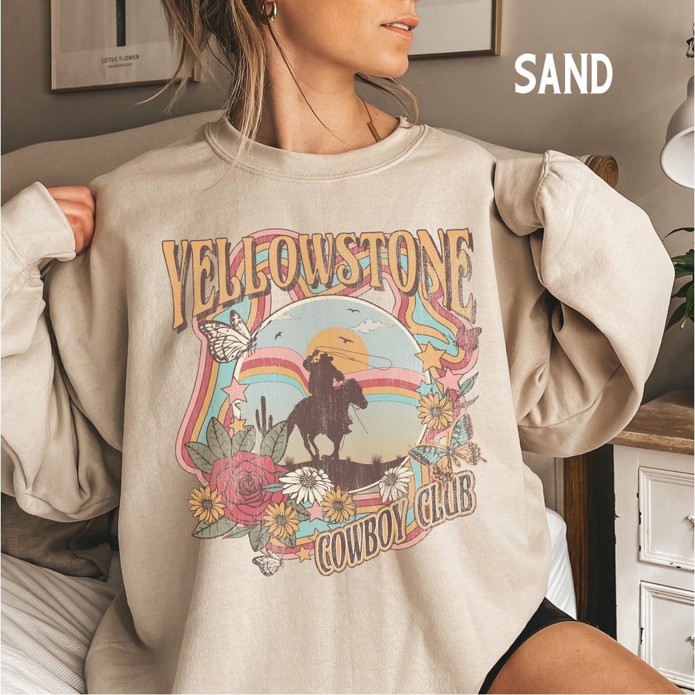 Retro Yellowstone Sweatshirt, Vintage Cowboy Crewneck, Boho Graphic Sweater, Montana Ranch Crew, Cowboy Cowgirl Sweatshirt.jpg