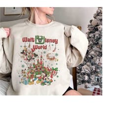 vintage walt disney world mickey mouse christmas sweatshirt, mickey and friends christmas sweatshirt, disneyland trip sh