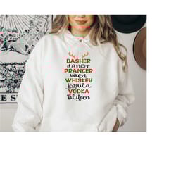 reindeer christmas party hoode,dasher dancer prancer and vixen presseco tequila vodka and blitzen shrt,funny chrstmas sh