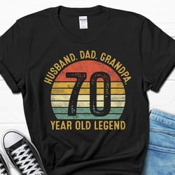 husband dad grandpa gift, 70 year old legend men's shirt, 70th birthday tee, 70 year birthday gifts for men, funny 70th