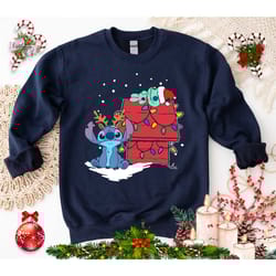 disney stitch and scrump christmas lights shirt, lilo and stitch christmas sweatshirt, disney christmas party tee, disne
