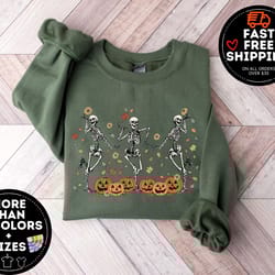dancing skeleton sweatshirt, halloween costume, pumpkin sweater, fall sweatshirt, pumpkin skeleton tee, spooky season s