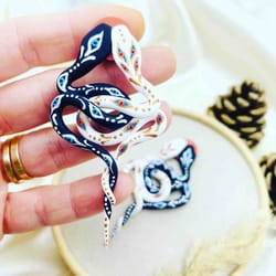 bohemian snake polymer clay earrings
