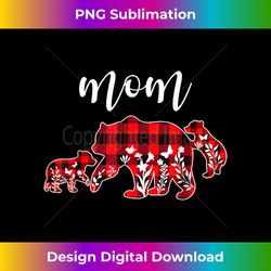 Mom of 2 Mom Bear Christmas Pajama Red Plaid Mama Bear - Minimalist Sublimation Digital File - Customize with Flair