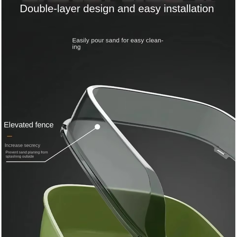 SemiEnclosed HighSided Cat Litter Box With Scoop Thick Kitty Sandbox 5