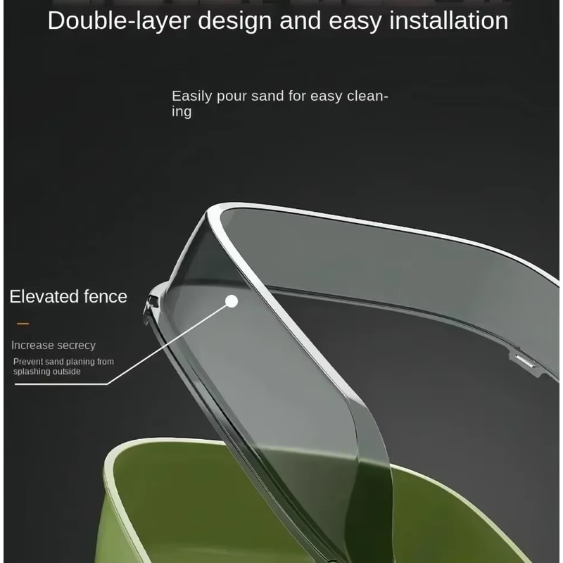 SemiEnclosed HighSided Cat Litter Box With Scoop Thick Kitty Sandbox 5