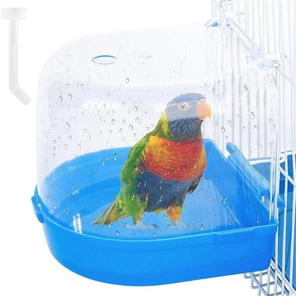 Parrot Bath Box Parakeet Shower Caged Hanging Bird Bath For Canaries Budgerigars And Pet Birds 0