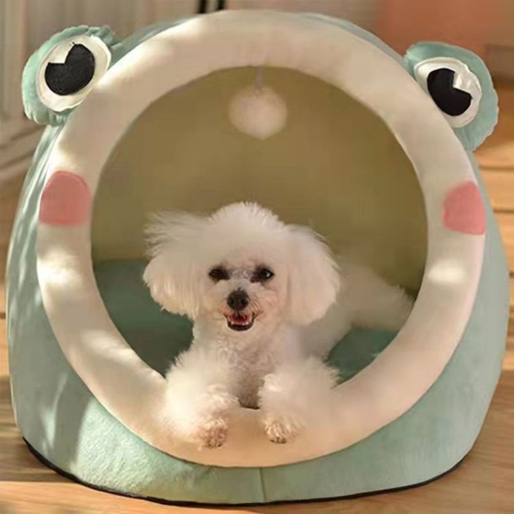 Winter Cute And Warm House Foldable Washable Puppy Cave Bed For Small Medium Pets 0