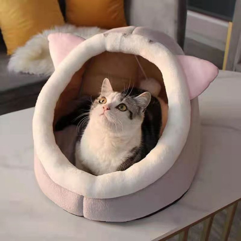 Winter Cute And Warm House Foldable Washable Puppy Cave Bed For Small Medium Pets 1