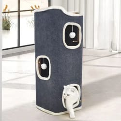 3-tier cat bed & pet house, covered cave with soft mat & fluffy ball