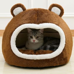 funny cat bed warm, pet house soft long plush kitten, lounger cushion small dogs tent, cave beds for cozy cat house mat