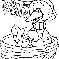 big bird christmas outline svg, sesame street svg, cartoon svg, children tv series svg, cut files for cricut