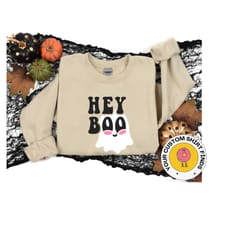 retro halloweenshirt, hey boo halloween sweatshirt,hey boo tshirt, vintage ghost halloween tee, spooky t-shirt, retro fa