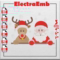santa and deer - santa claus embroidery files, winter santa embroidery files, instant download