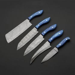 custom handmade forged damascus steel chef knife kitchen knives set of 5