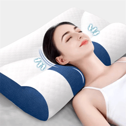 ergonomic goose down pillow, comfort goose down pillow, cervical memory foam pillow, sleep enhancing cervical support