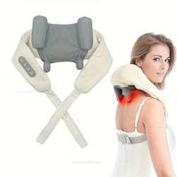 cordless neck and shoulder massage pillow for neck, upgarded 6d neck massager with heat, back, traps, leg pain relief