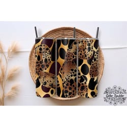 glitter animal leopard 20 oz, tumbler 20 oz wrap png, skinny tumbler designs png