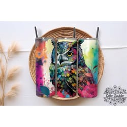 owl neon 20 oz, tumbler 20 oz wrap png, skinny tumbler designs png