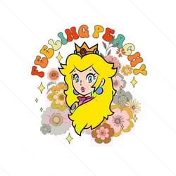 retro peach princess mario png, feeling peachy png, super mario png