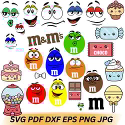 m and m svg,m and m faces svg,m&m faces svg m&m's faces svg, m and m silhouette, letter m, 6 cut file svg ai eps dxf pdf