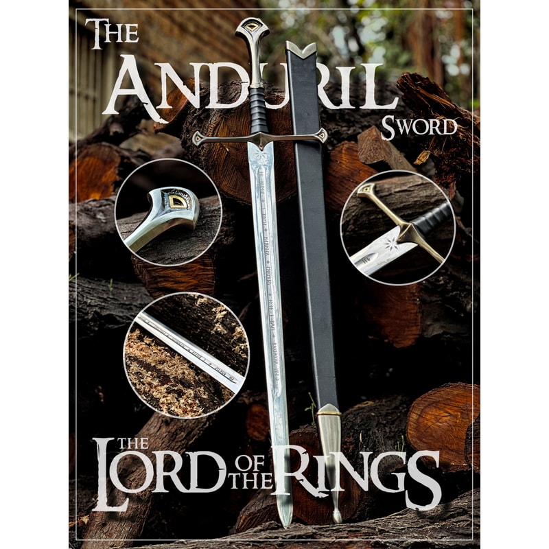 Anduril Sword Of Narsil The King Aragorn Replica Sword With Leather Sheath 0
