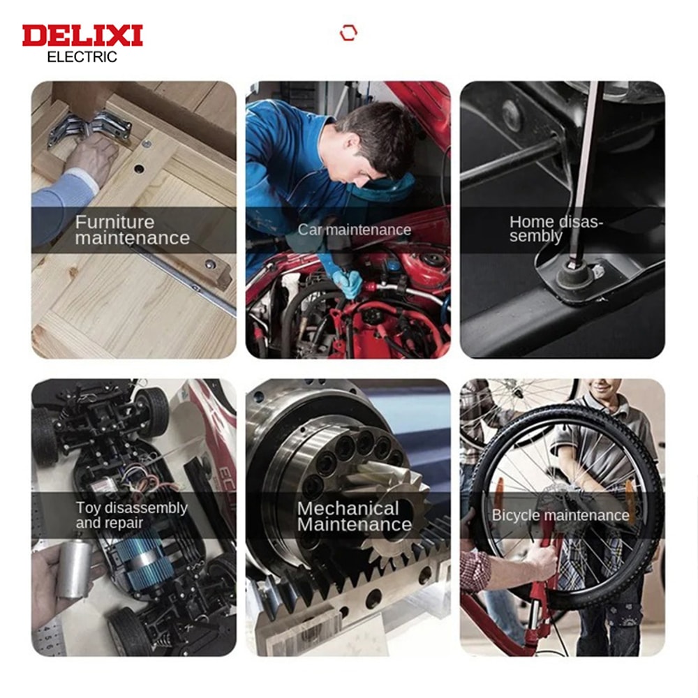 DELIXI ELECTRIC Allen Key Set, Universal Torque Long Metric Hex Wrench Screwdriver for Motorcycles & Bicycles